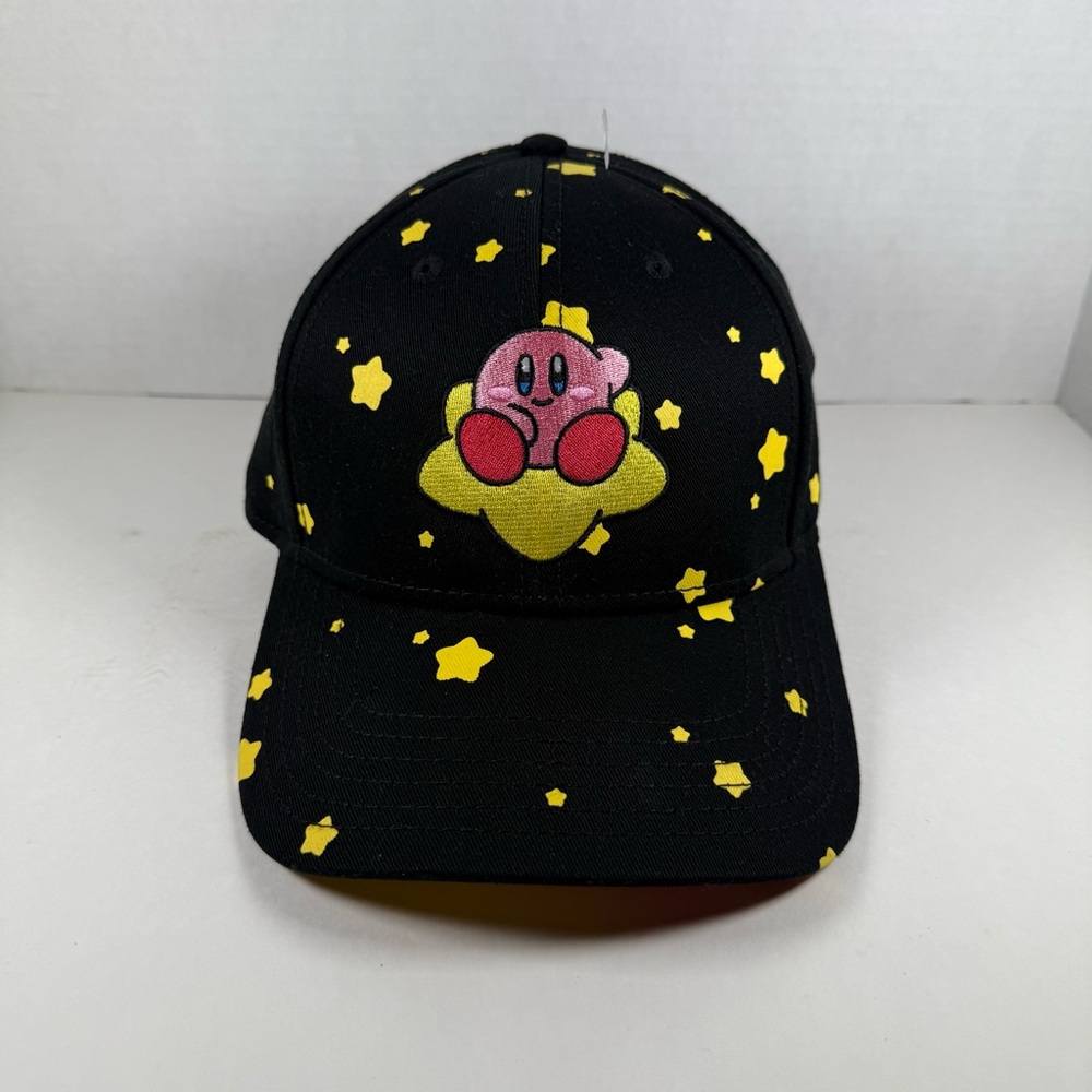 Nintendo Kirby Baseball Cap Hat Black Video Game Stars Kirby Embroidered